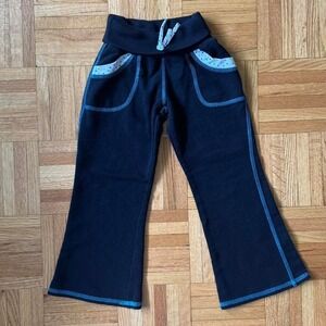 y2k kids polka dot fold over flare leg sweats with contrast stitching by candies